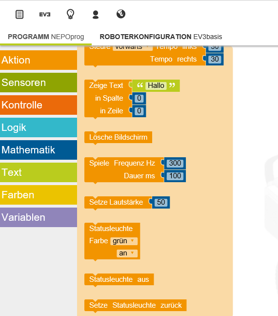 OpenRoberta Aktion Tonausgabe