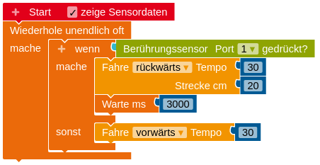 Program mit Berührungssensor